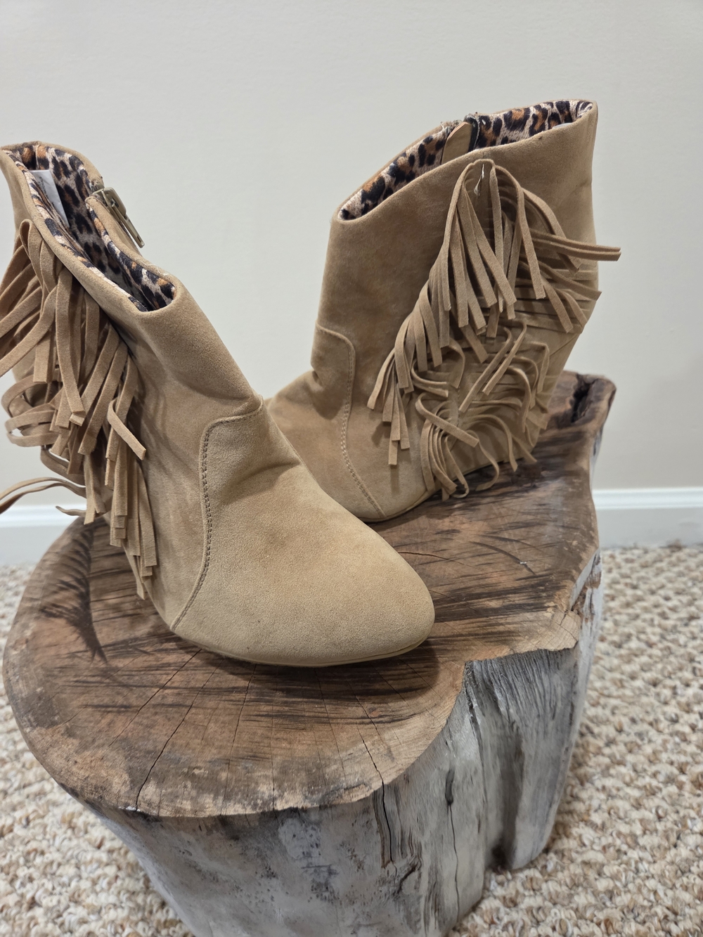 torrid Tan Suede Fringe Ankle Boots